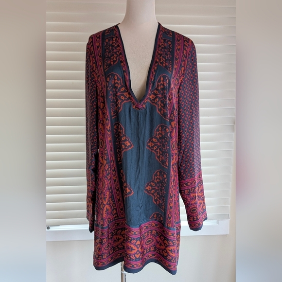 FREE PEOPLE Meadow Mod Mini Dress Moody Combo, Long Sleeve, Size L - Picture 6 of 14